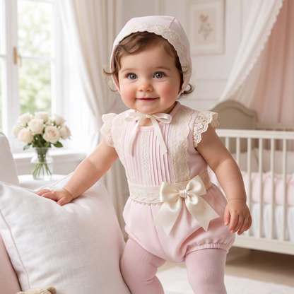 PRE-ORDER Håndlaget babysett med kyse